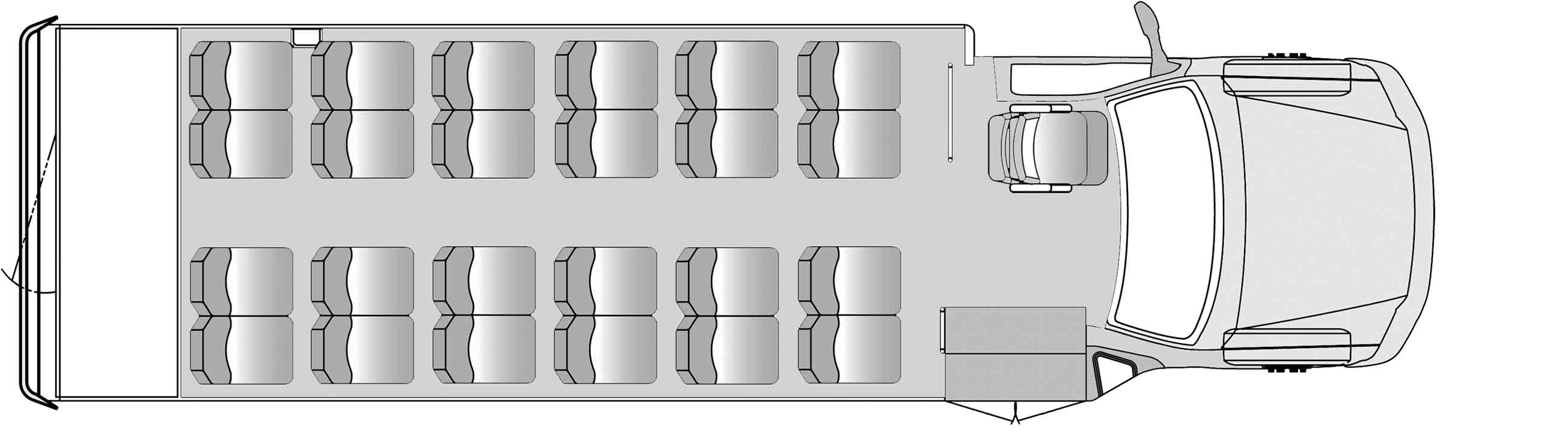 24 Passenger with Rear Luggage Plus Driver Floorplan Image